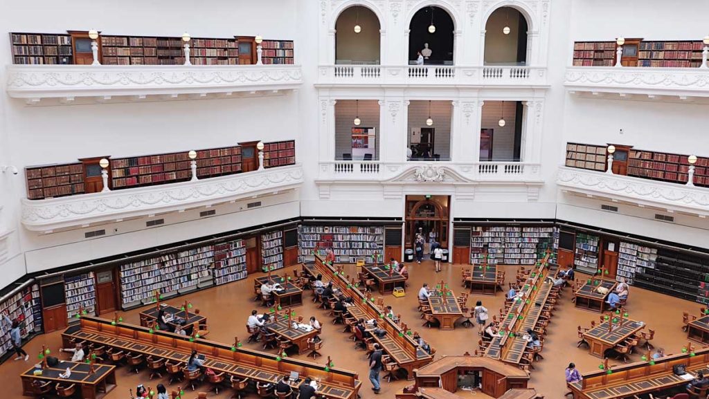 The La Trobe Reading Room at the State Library in Melbourne is a beautiful buildings to visit in Melbourne