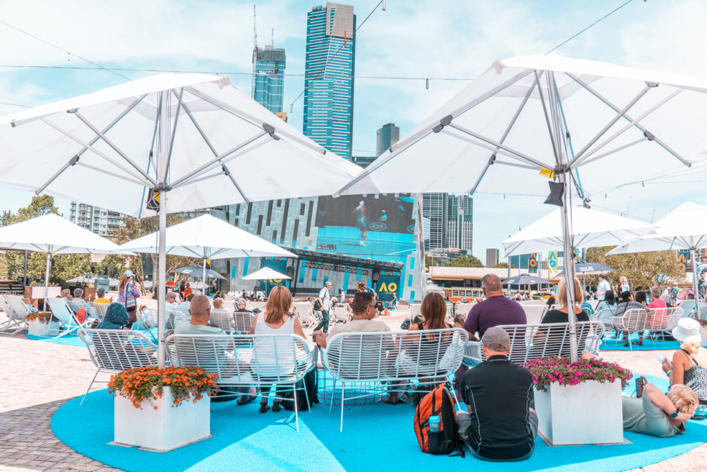 Fed Square offers plenty of free things to do in Melbourne - including airing sporting events outdoors