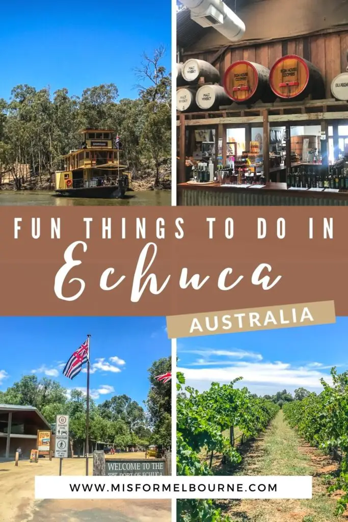 For a small town, there are lots of things to do in Echuca, Victoria. Just a short trip from Melbourne, a weekend in Echuca is a great way to experience rural Australian life. From water sports on the Murray River to a quirky beer museum, here's what to do in Echuca. | Echuca | Things To Do in Echuca | Places to Visit in Victoria Australia | Things To Do in Victoria Australia | Murray River | Echuca Travel | Victoria Australia | Australia | Weekend Trip | Australia Travel | Visit Australia