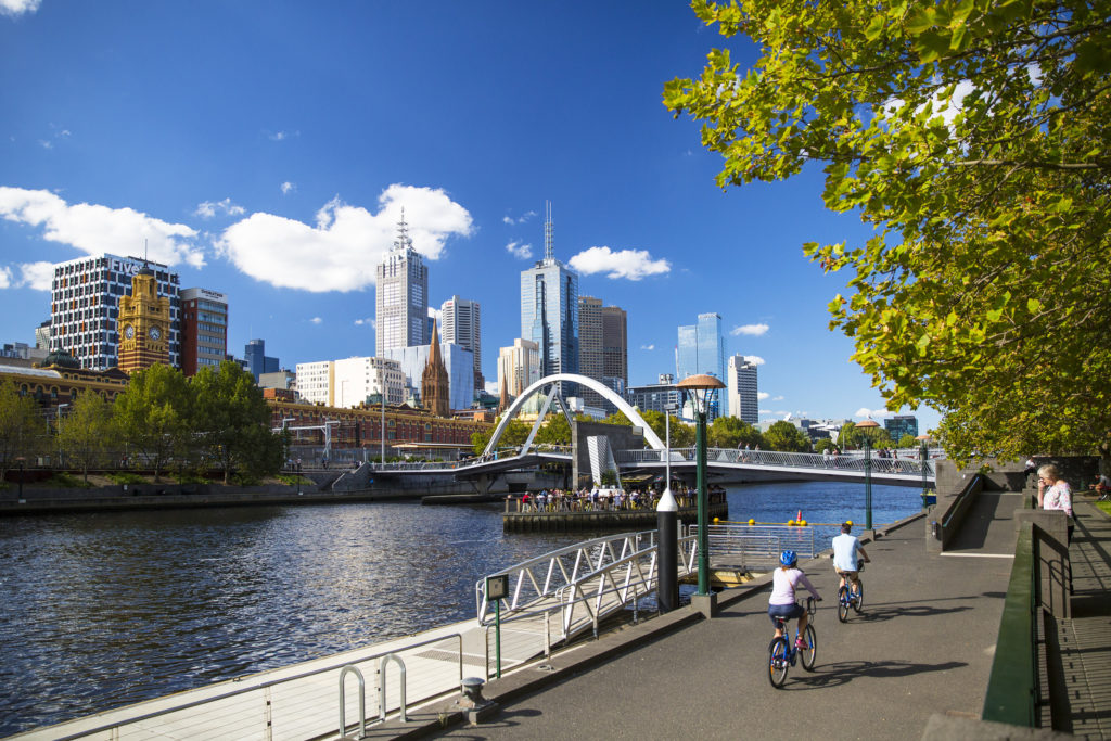 Cycling along the Yarra River is one of the best things to do in Melbourne with kids