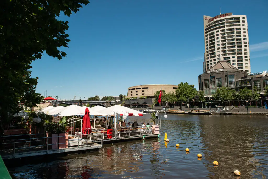Arbory Afloat is one of the riverside bars in Melbourne that's great on a sunny day