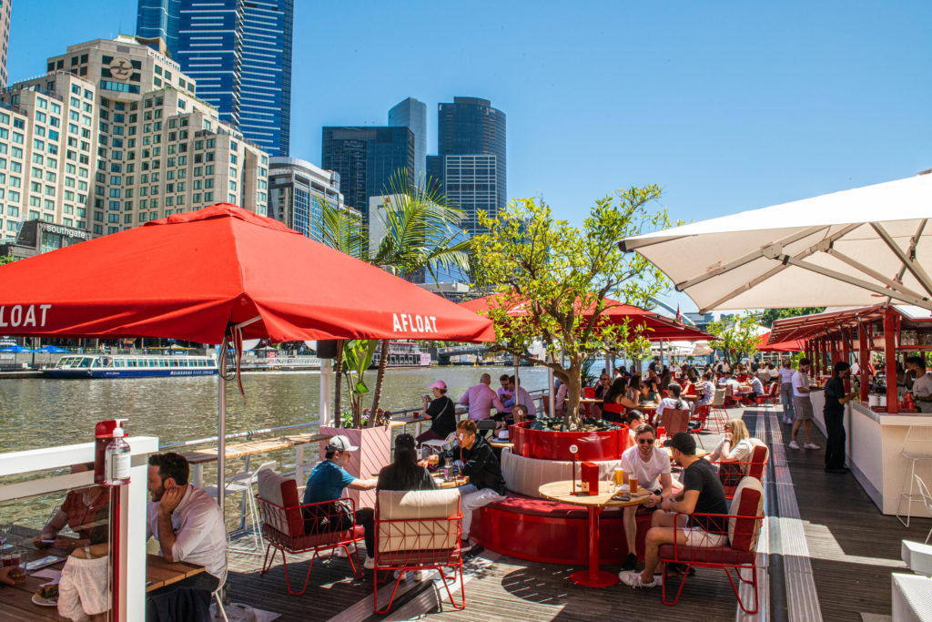 Check out on one of the riverside bars to stay cool during Melbourne in summer