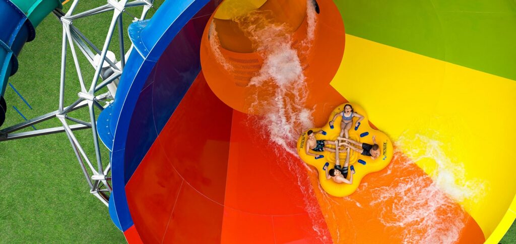 An aerial view of the one of the rides at Adventure Park, Geelong