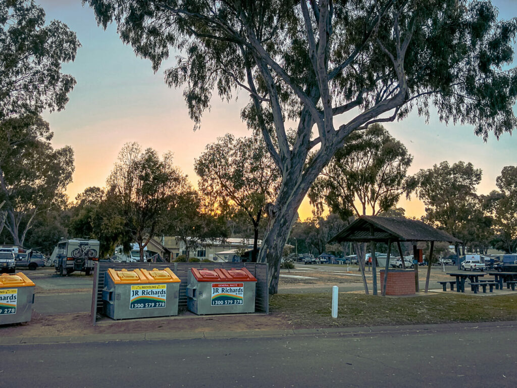 Bins keep the caravan park in Echuca clean and tidy