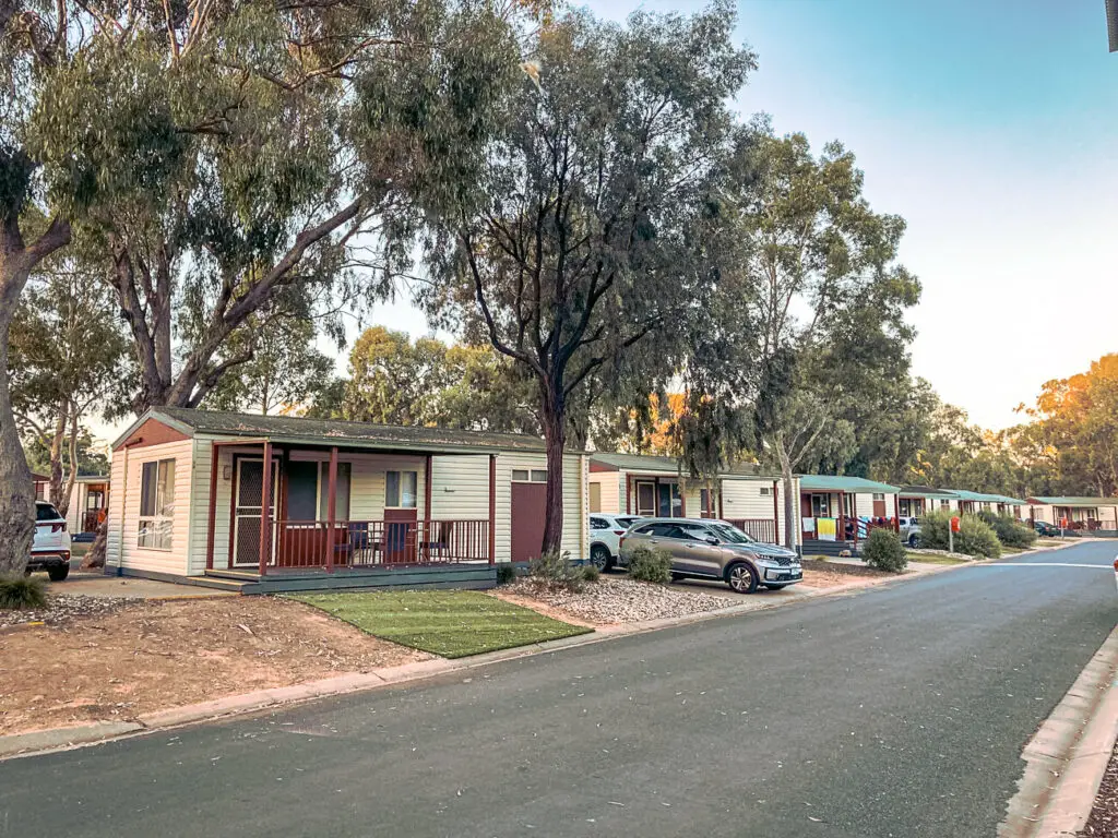 The cabins at NRMA Echuca Holiday Park, which get good reviews online