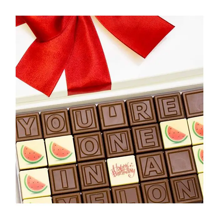 You're One in a Melon written in chocolates from Melbourne chocolate delivery service Chocograms
